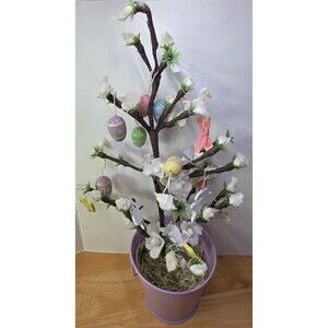 VTG * 12" Yankee Candle Easter Tree * Bendable Limbs * Painted Wooden Ornaments!